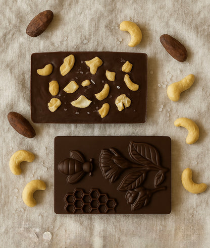 Honigschokolade | 70% Kakao | geröstete & gesalzene Cashews